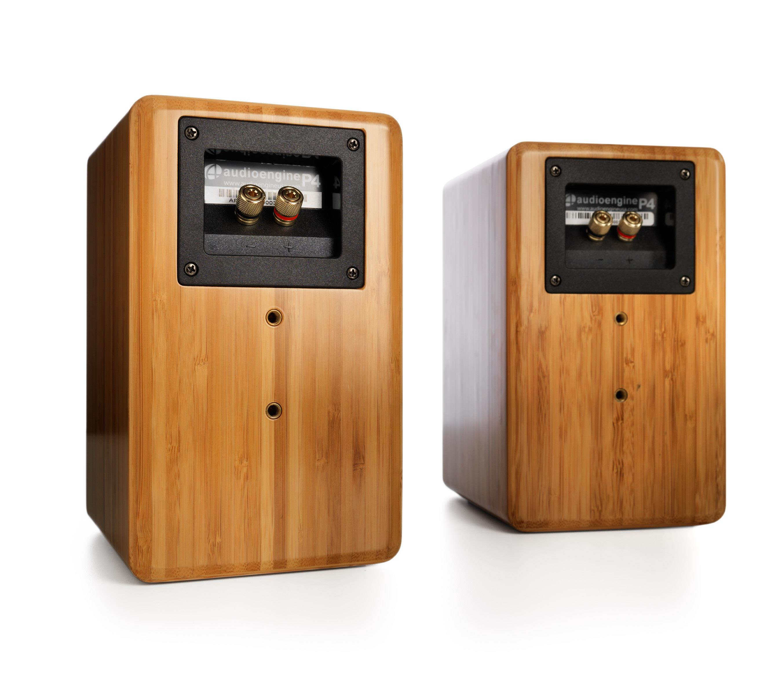 Audioengine P4 Premium Passive Bookshelf Speakers (Black) with DS2 Desktop Speaker Stands (Black)