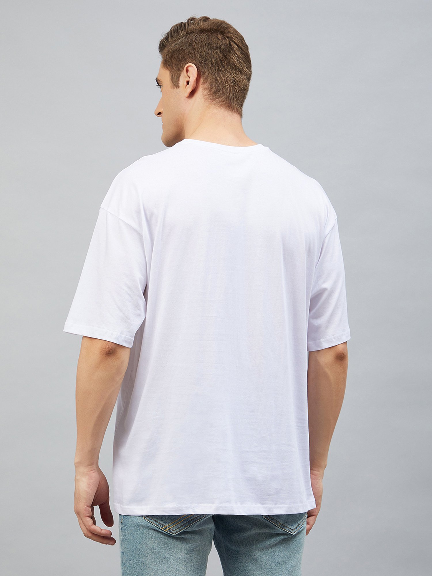 CHIMPAAANZEE White Loose Fit Oversized Crew T-Shirt