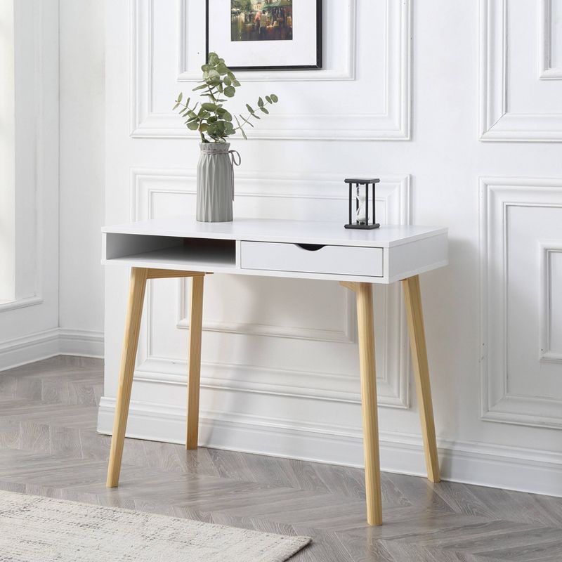 Austin Modern Office Desk with Storage Drawers White - AC Pacific