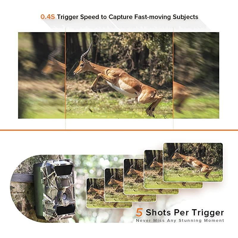Trail Camera 121622MP 1080P Game Camera with Night Vision No Glow 04s Trigger Time Outdoor Wildlife Camera Motion Activated Waterproof 58pcs IR LEDs Infrared Hunting Camera