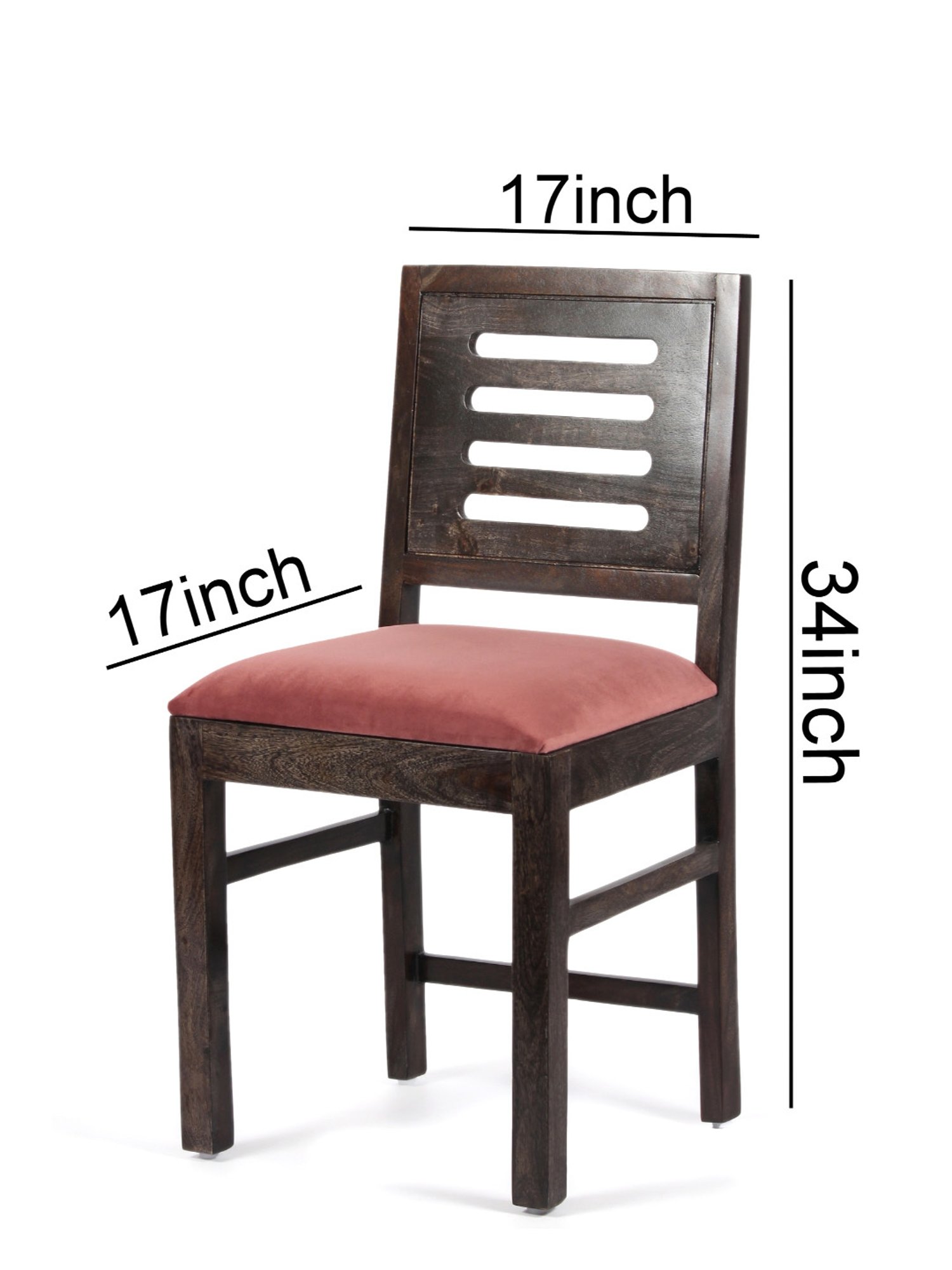 Ikiriya Rosslyn Solid Dark Brown & Pink Wood Dining Chair Mahogany Finish - Set of 2