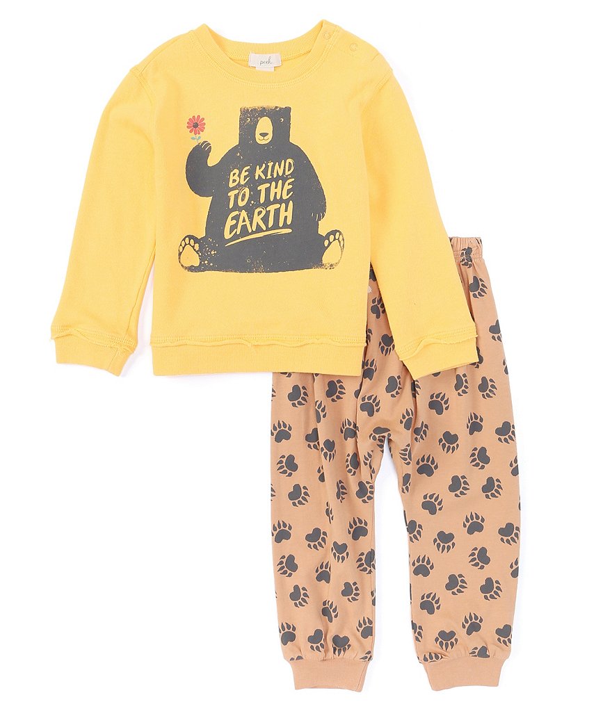The Nature Conservancy x Peek Baby Boys 3-24 Months Bear In Woods Sweatshirt & Paw Jogger Set