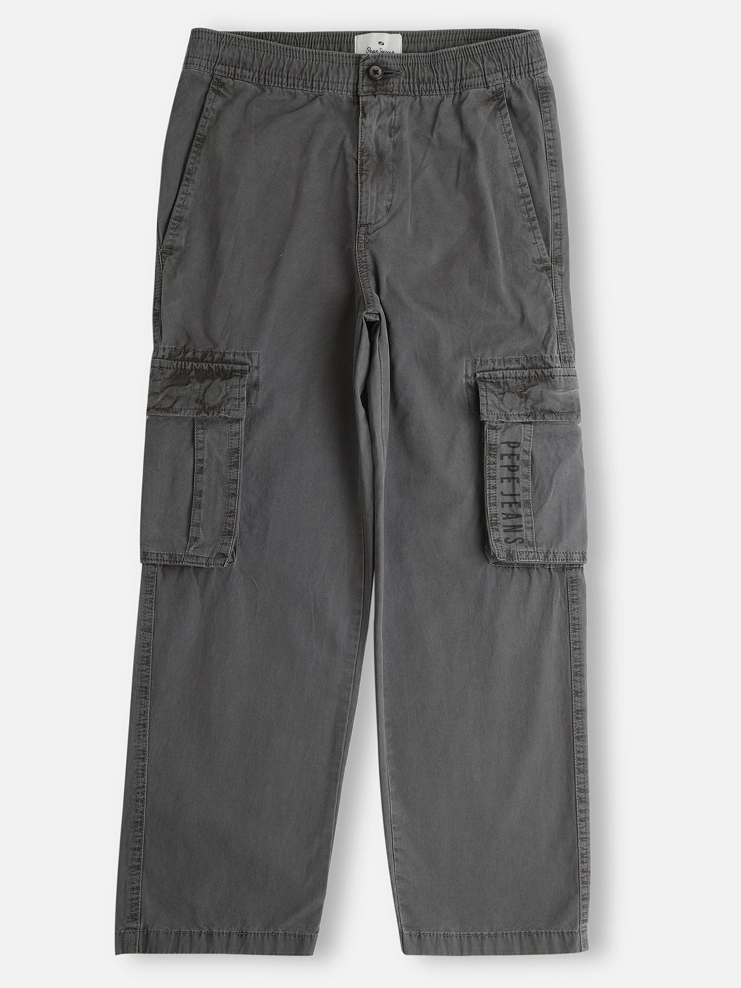 Pepe Jeans Boys Grey Solid Cargo Pants