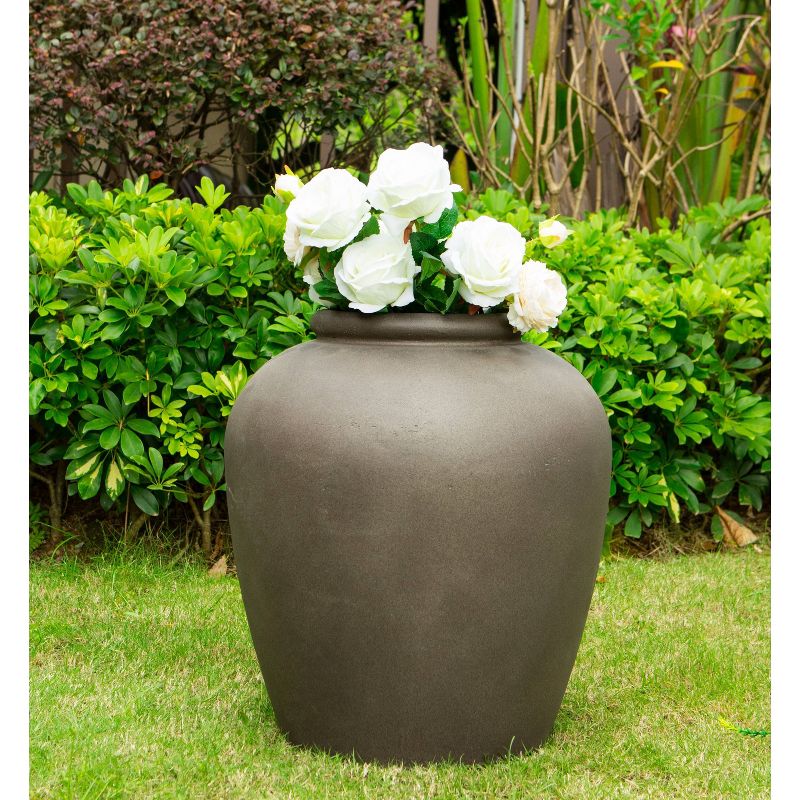 18.9" Kante Lightweight Outdoor Concrete Urn Planter Light Chocolate Brown - Rosemead Home & Garden, Inc.