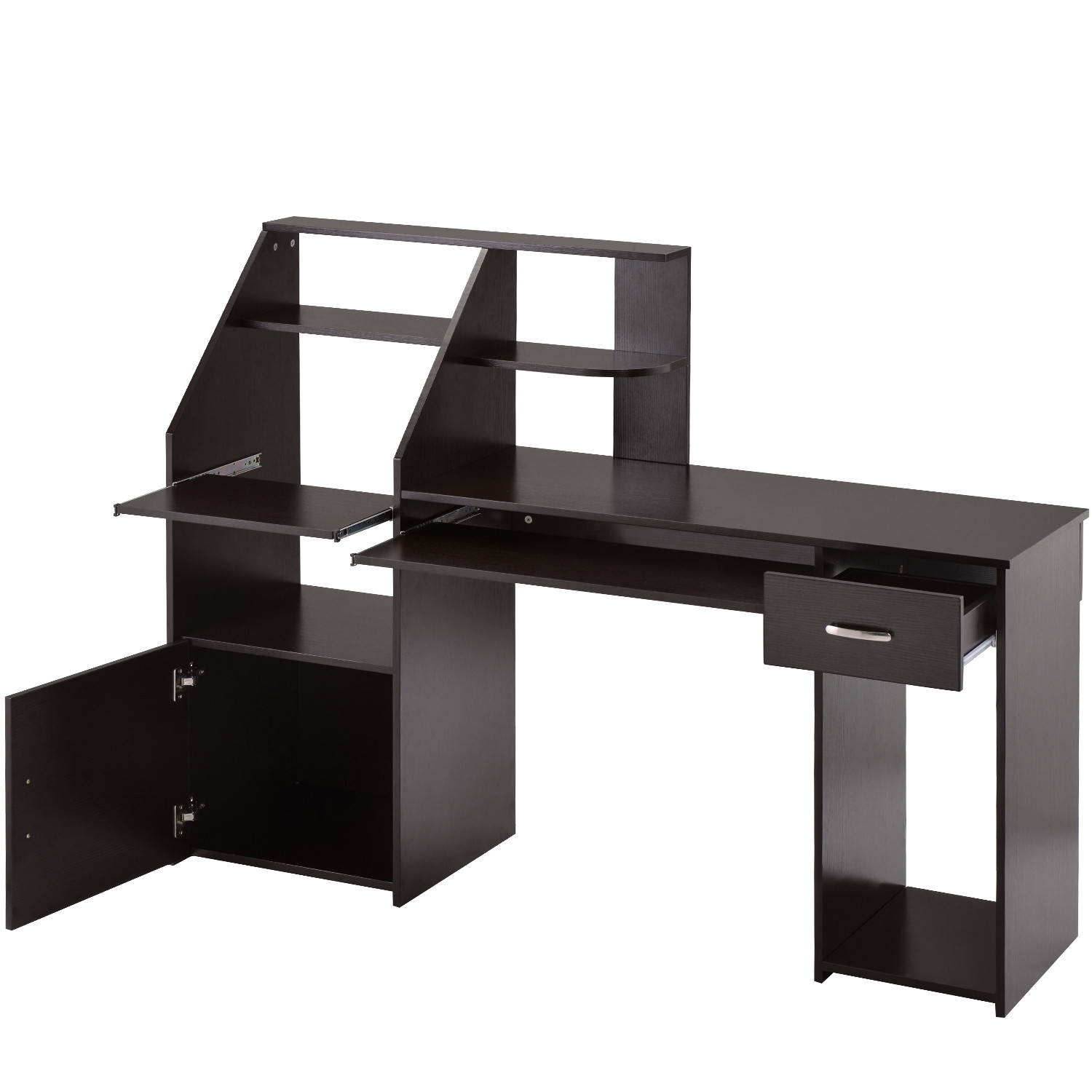 Multi-Functions Computer Desk with Cabinet Espresso