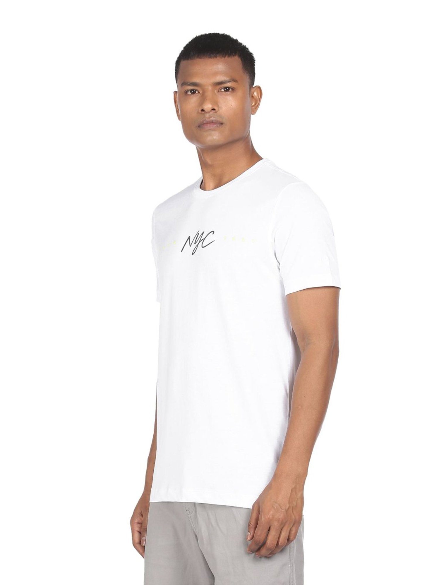 Arrow Newyork White Cotton Regular Fit T-Shirt