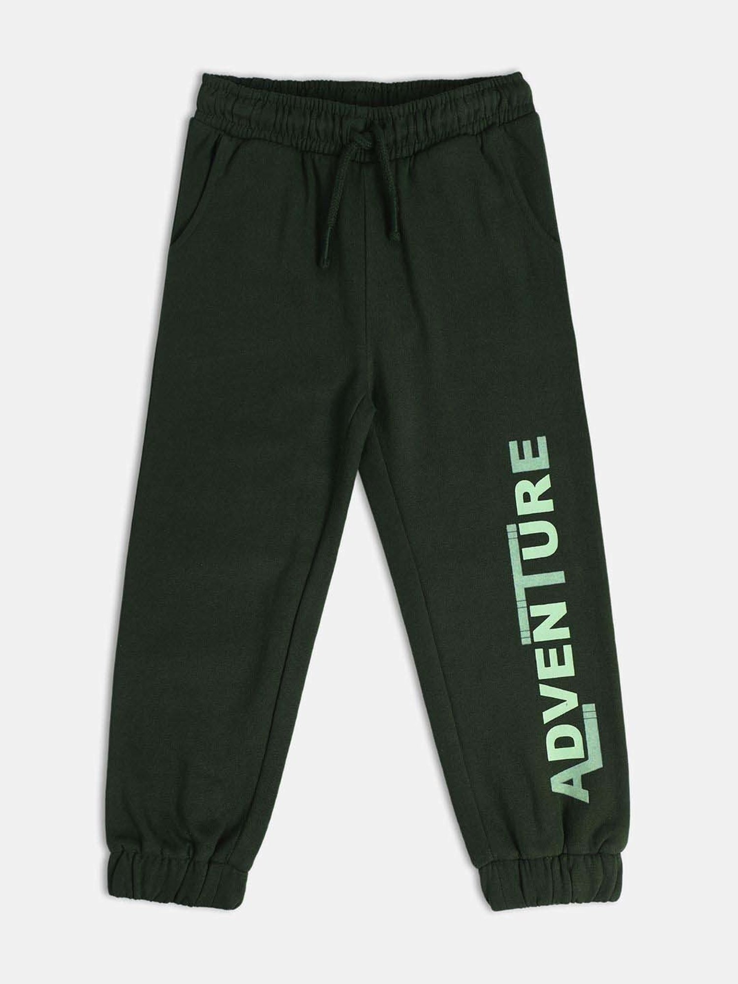 MINIKLUB Boys Olive Green Solid Full Sleeves Jogger