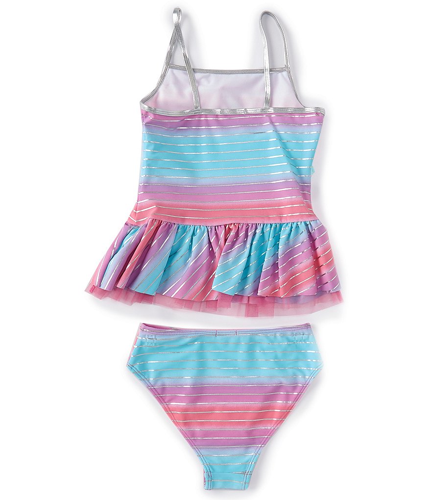 Flapdoodles Big Girls 7-10 Rainbow Tankini & Skirted Two-Piece Swimsuit