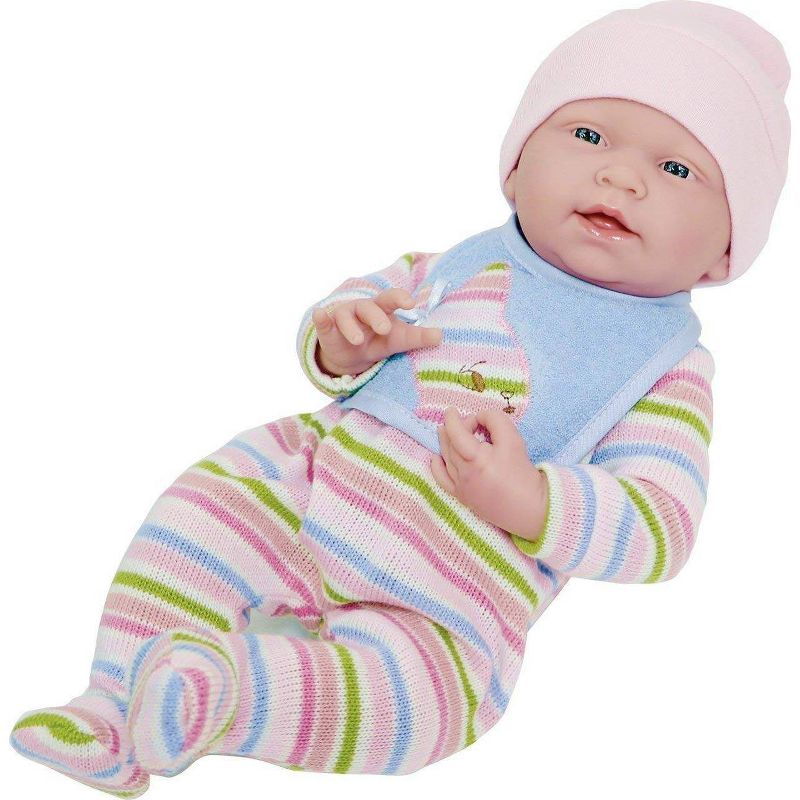 JC Toys La Newborn 15" Girl Doll - Striped Long Sleeve Pajama Outfit