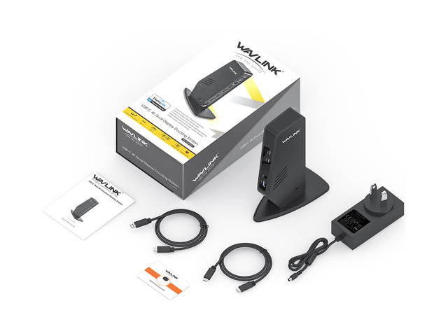 Wavlink USB-C Dual 4K USB-C/A Docking Station with Dual 4K@60Hz&Single 5K, 2 x DisplayPort1.2, 2 x HDMI, 3 x USB 3.0, 2 x Type-C ports, Gigabit Ethernet, Certified by DisplayLink For Windows Mac OS