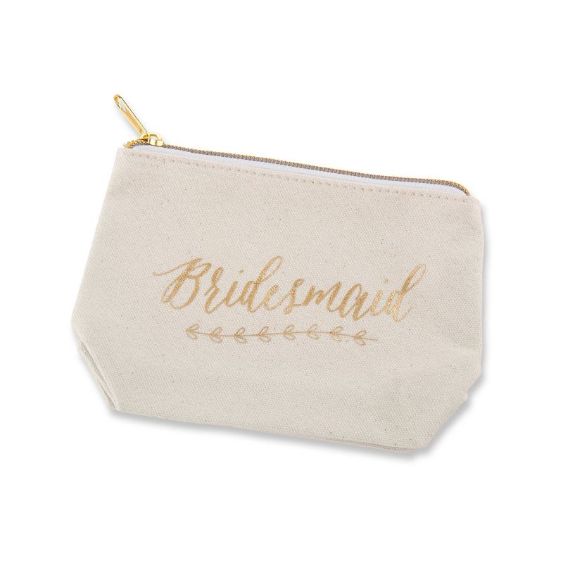 6ct Foil "Bridesmaid" Canvas Makeup Bag Gold