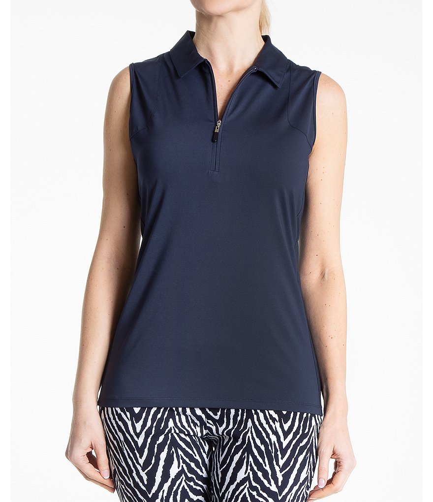 Sport Haley Aria Sleeveless Solid Polo Top