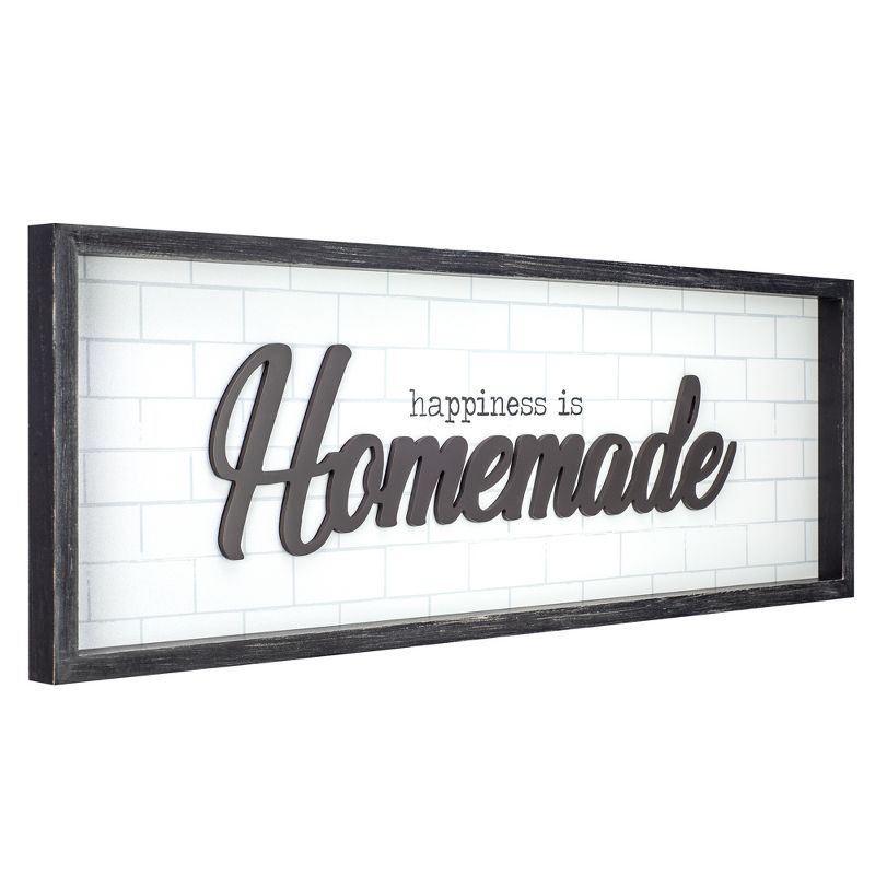 12"x36" Happiness is Homemade Rustic Wood Framed Wall Art White - Patton Wall Decor