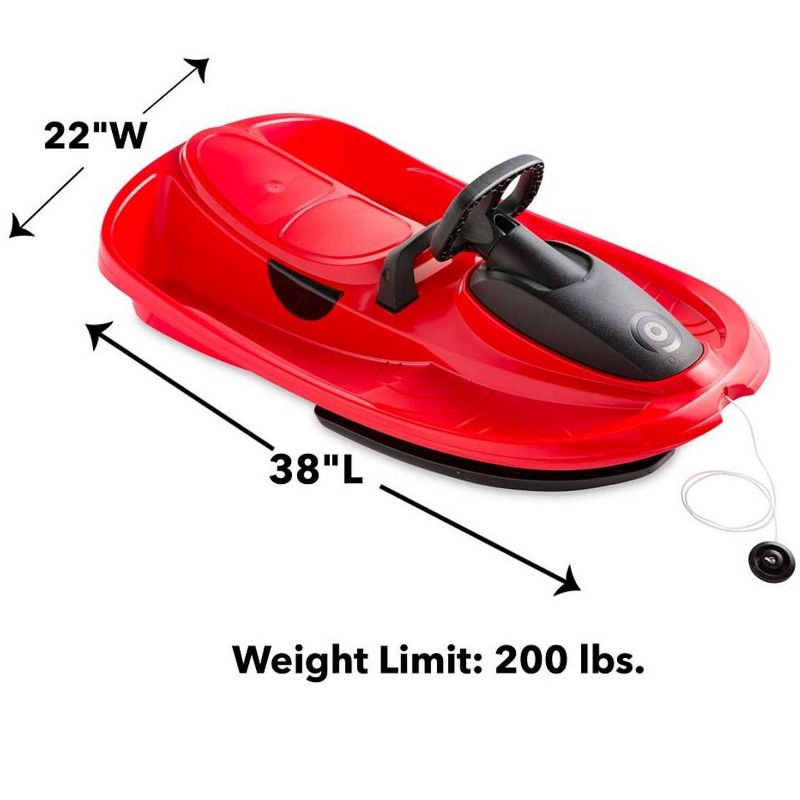 HearthSong Stratos Bobsled with Differential Steering, Deep Digging Brake and Retractable Tow Cord, 38"L x 22"W, Holds Up To 200 Lbs.
