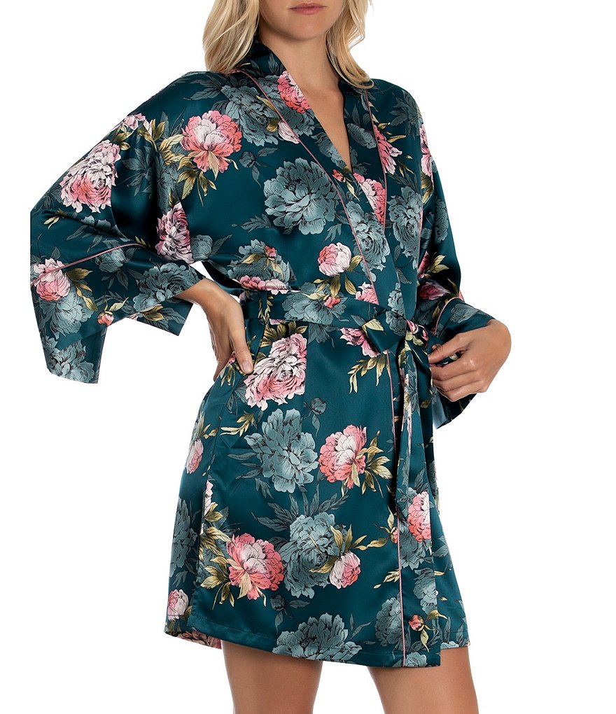 PJ Salvage Solid Ribbed Knit Long Wrap Robe