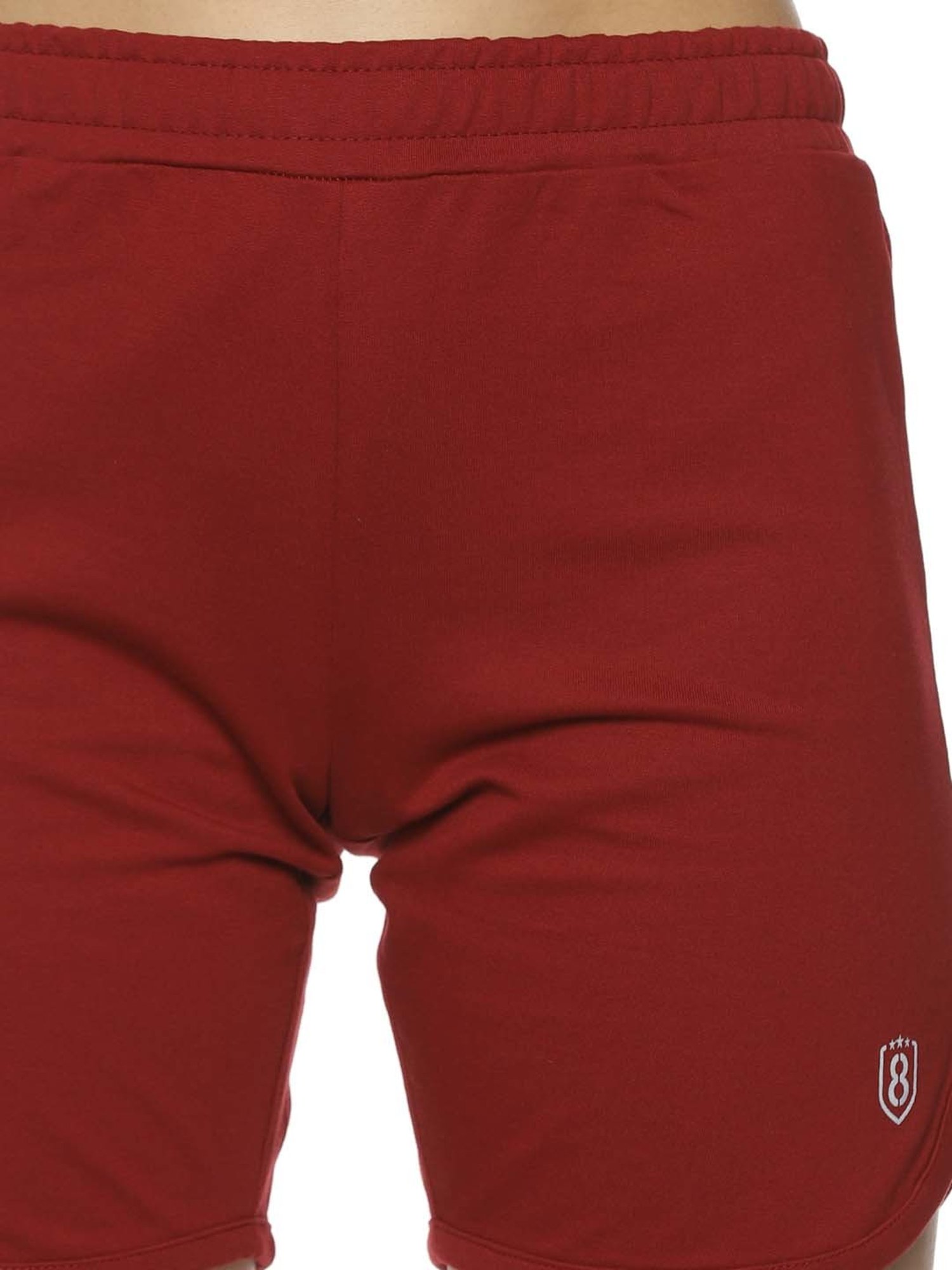 Domin8 Women Solid Training Shorts With Self Fabric Elasticated Drawstring Waist