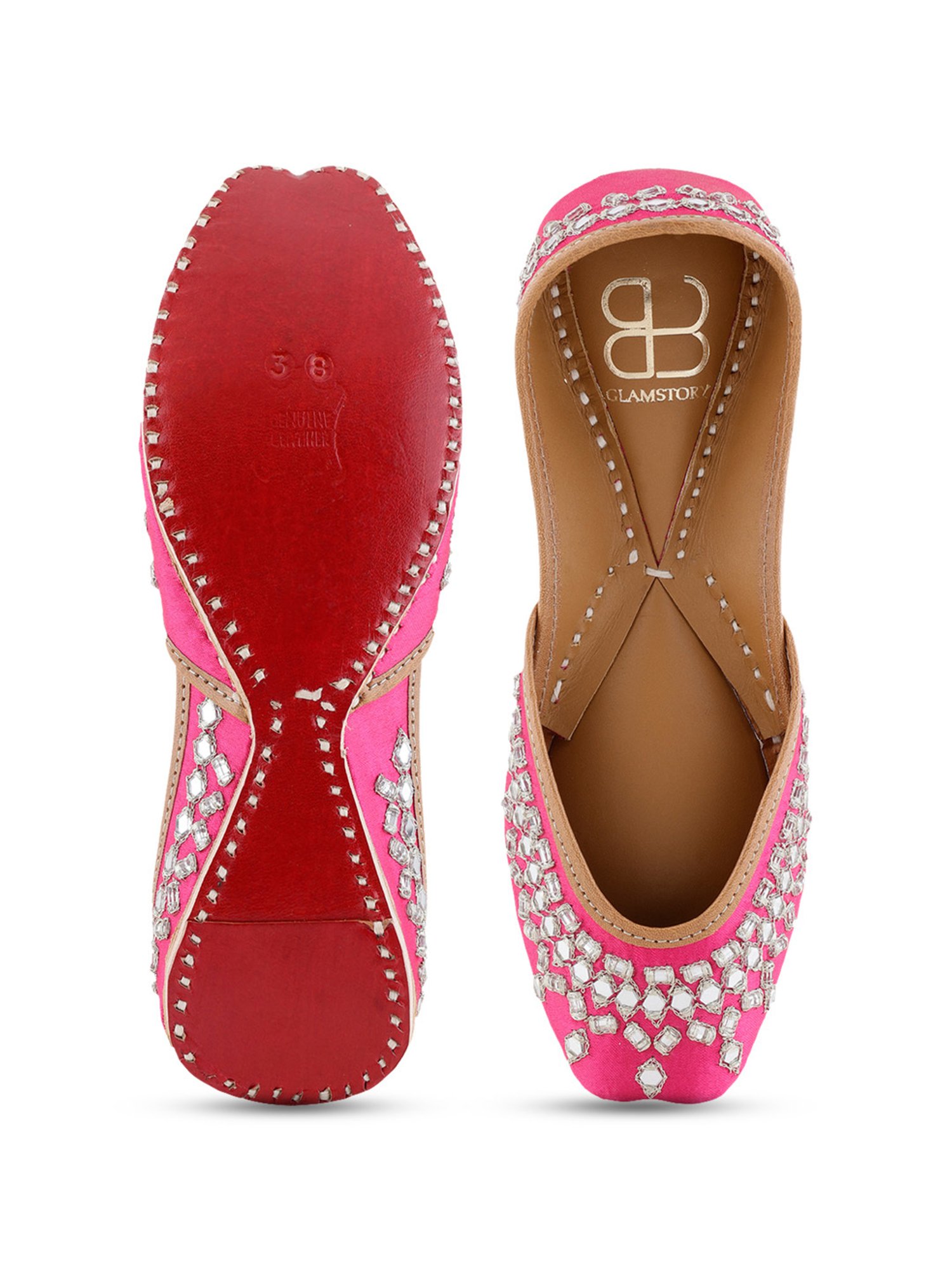 Glam Story Women's Juliet Pink Ethnic Juttis