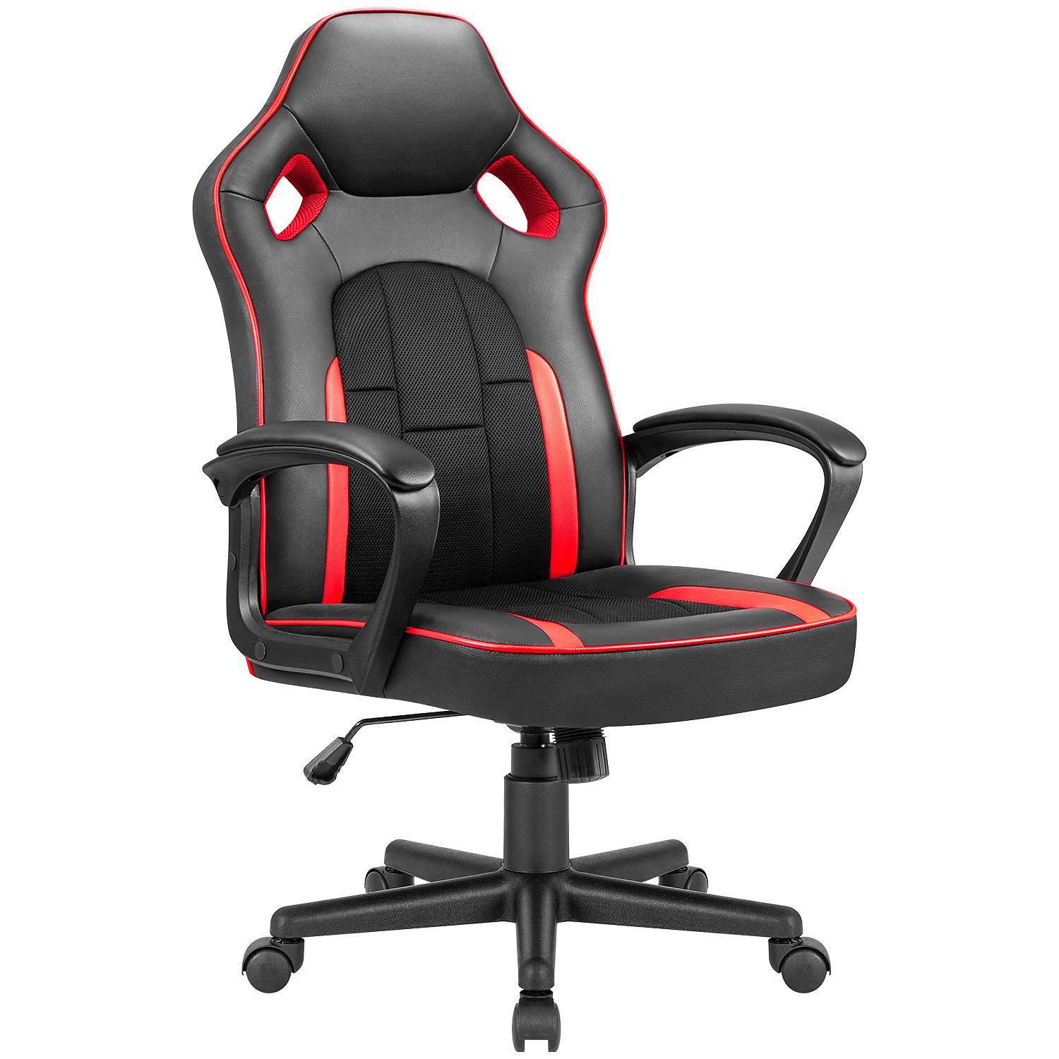 Homall Gaming Chair High-Back PU Leather Office Chair Adjustable Height Racing Style Ergonomic Computer Chair with Lumbar Support (Red)