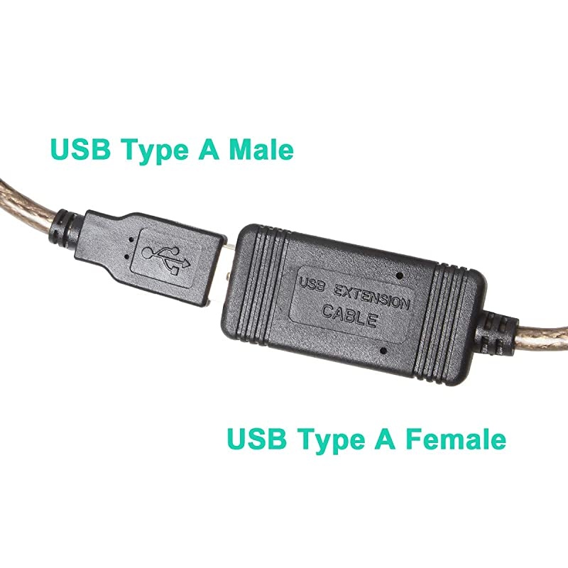 High Speed 65 feet USB Extension Cable USB 20 Male to Female 480 Mbps with Builtin Signal Boosted to Connect Keyboard Scanner Printers Webcam