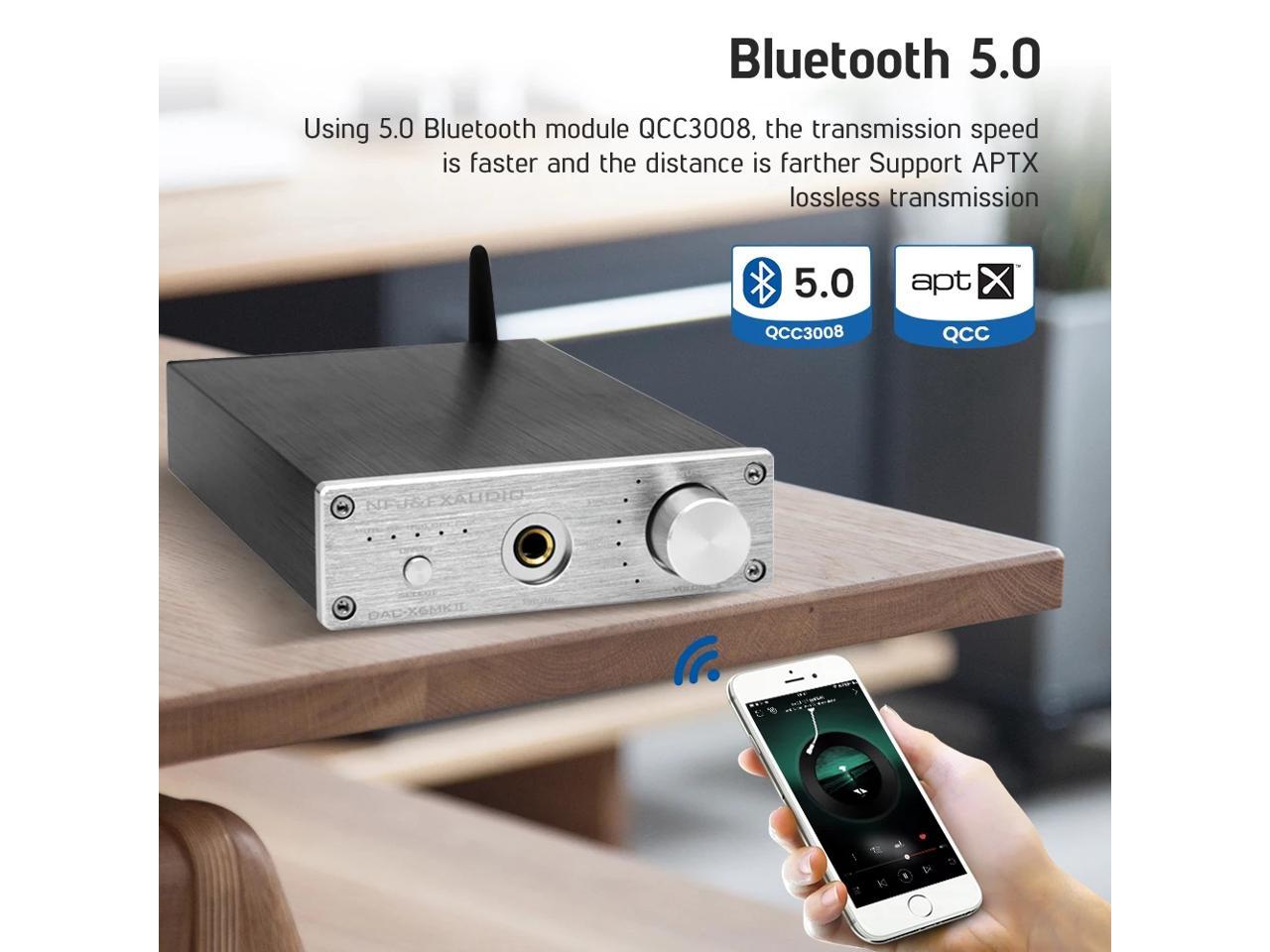 Stereo Gaming DAC & Headphone Amplifier, FX-Audio DAC-X6 MKII 24-Bit/192 KHz USB/Optical/Coaxial to RCA AUX, Digital-to-Analog Audio Converter Adapter for Home/Desktop Powered/Active Speakers(silver)