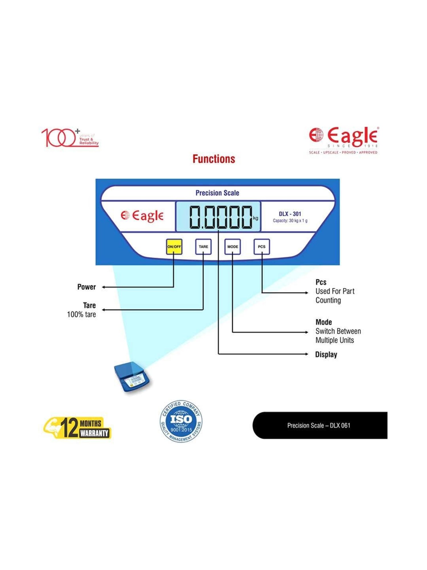 Eagle DLX-061 Digital Weight Machine for Kitchen 6 kg Capacity,0.1 g Accuracy,Kitchen Weighing Scale