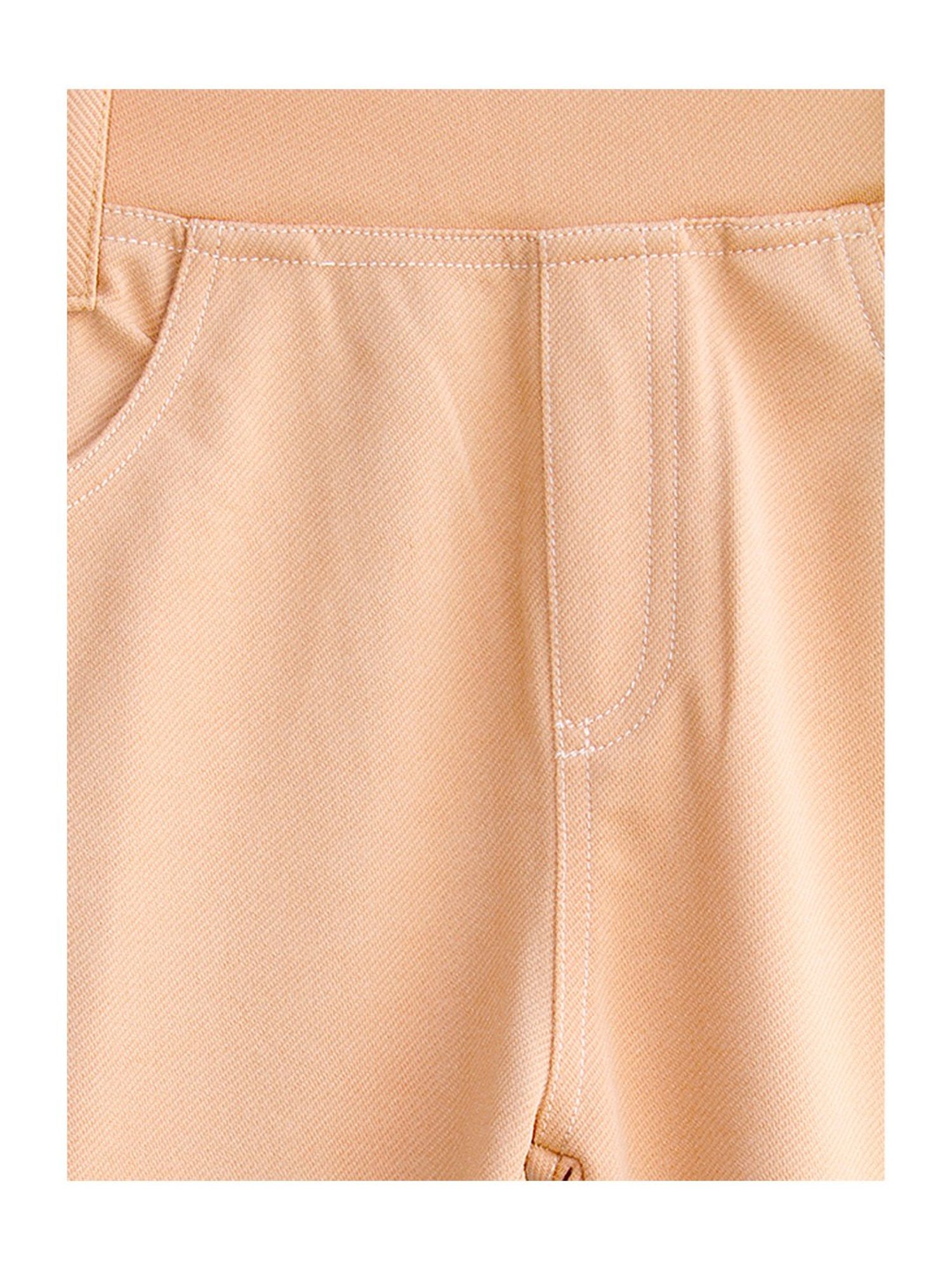 Kiddopanti Girls Peach Solid Jeggings