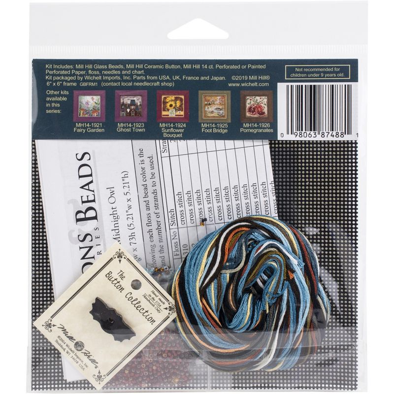 Mill Hill Buttons & Beads Counted Cross Stitch Kit 5"X5"-Midnight Owl (14 Count)