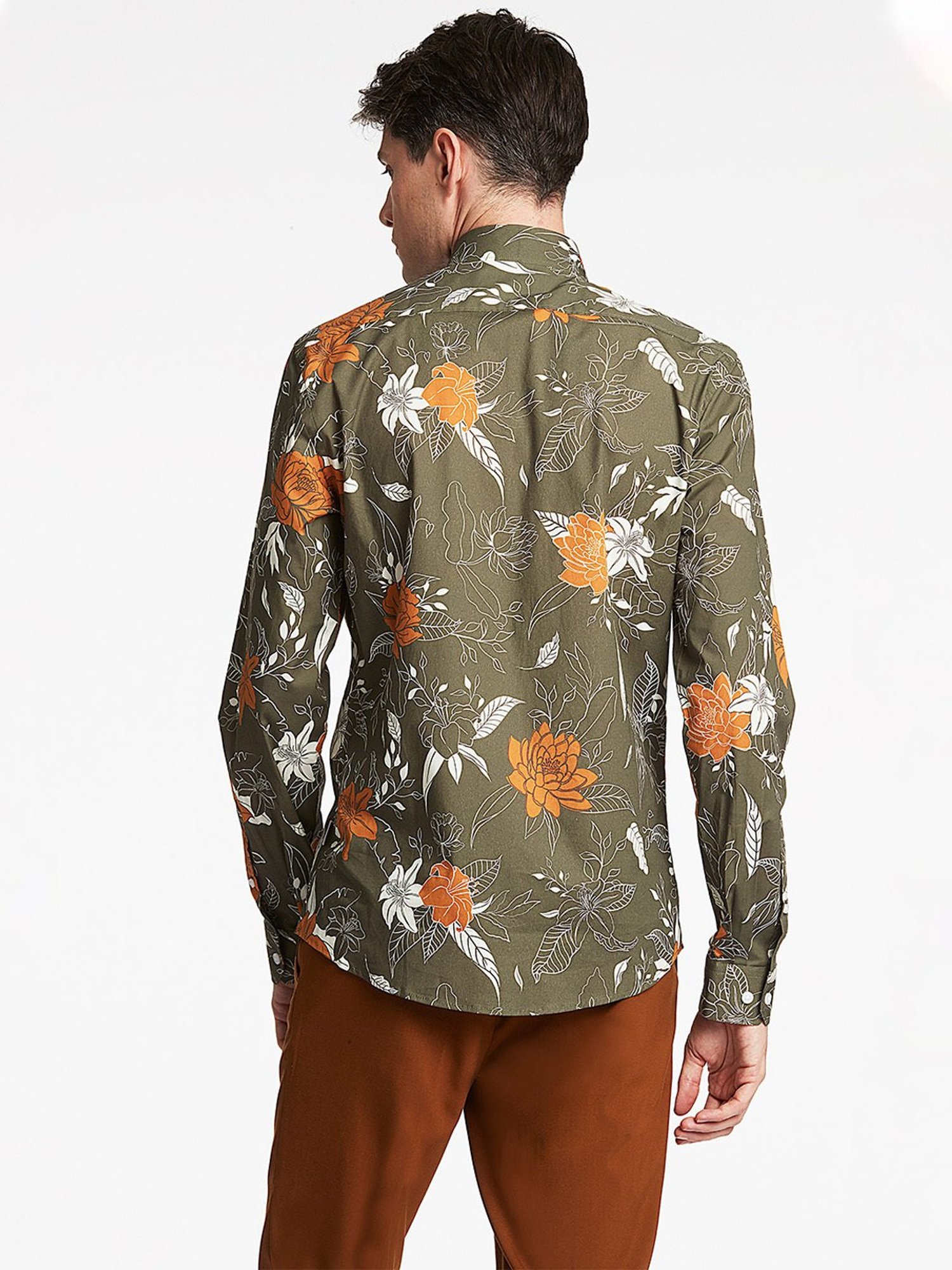 Lindbergh Olive Printed Shirt Collar Shirt