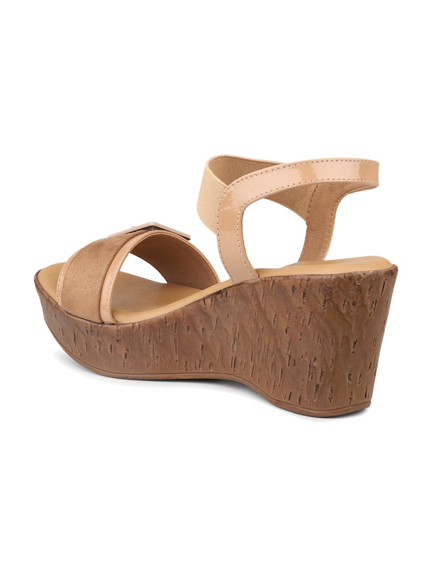 Inc.5 Women's Beige Ankle Strap Wedges