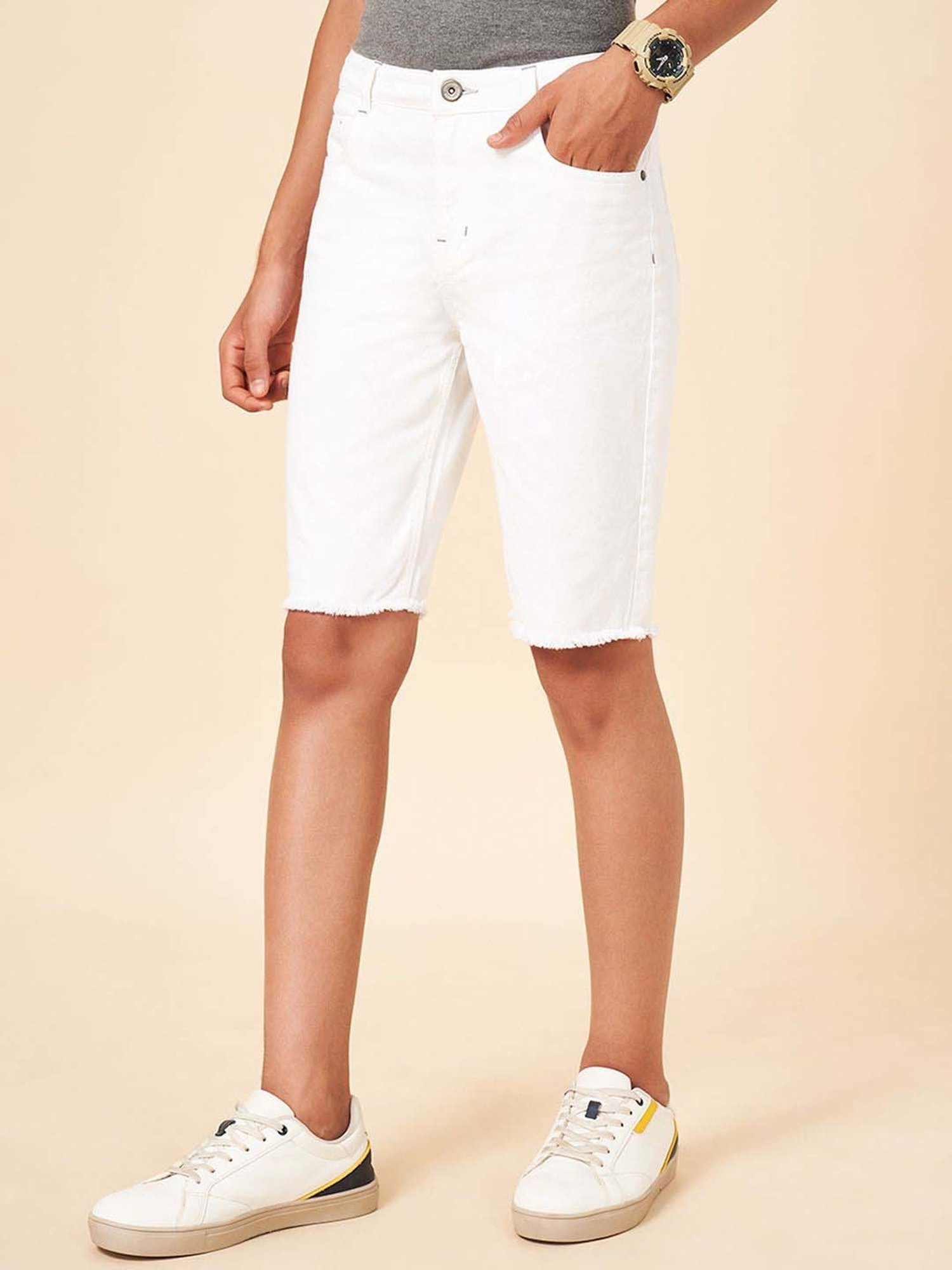 Coolsters by Pantaloons Kids Bright White Cotton Solid Shorts