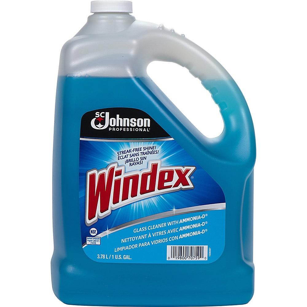 WINDEX 696503 Liquid Glass and Surface Cleaner, 1 gal., Blue, Unscented, Jug