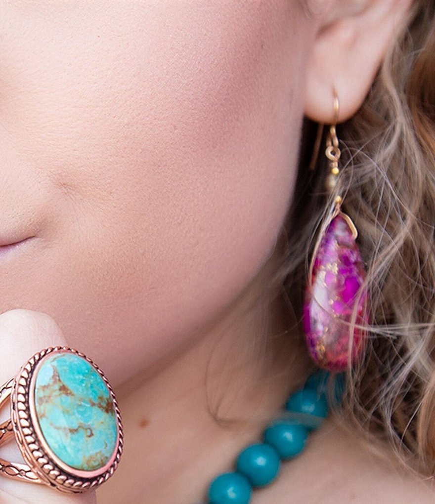 Barse Fuchsia Jasper Drop Earrings