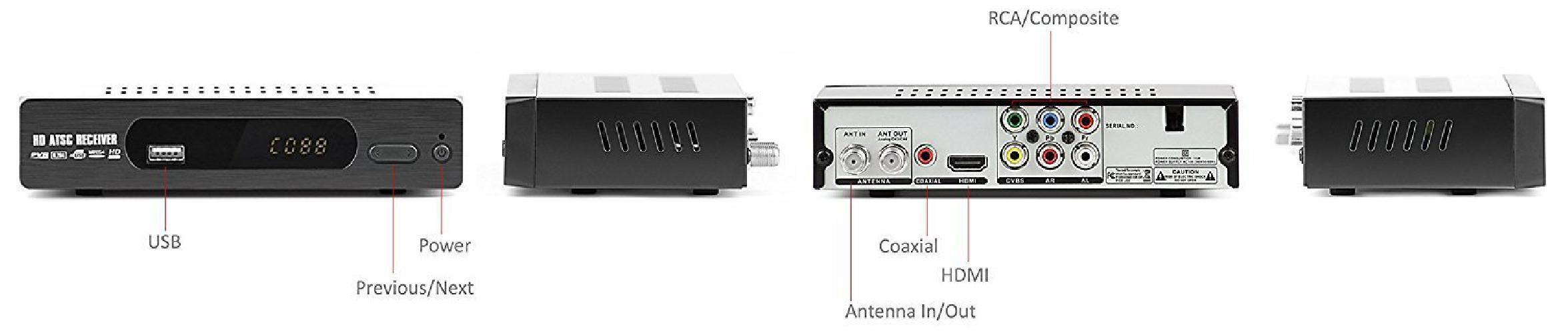 eXuby Digital Converter Box for TV, Antenna, RF Cable Record and View Full HD Digital Channels for Free (Instant & Scheduled Recording, 1080P HDTV, HDMI Output, 7 Day Program Guide & LCD Screen)