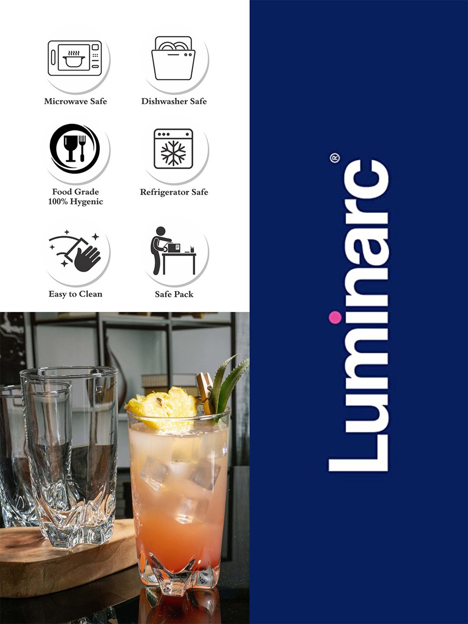 Luminarc Transparent Glass Everyday Glasses - Set of 6 (360ml3