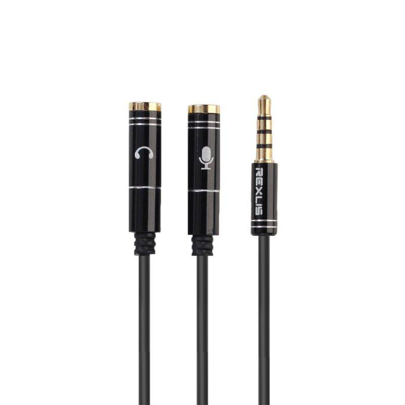 3.5mm Headset Adapter Y Splitter Jack Cable with Separate Microphone and Audio Headphone