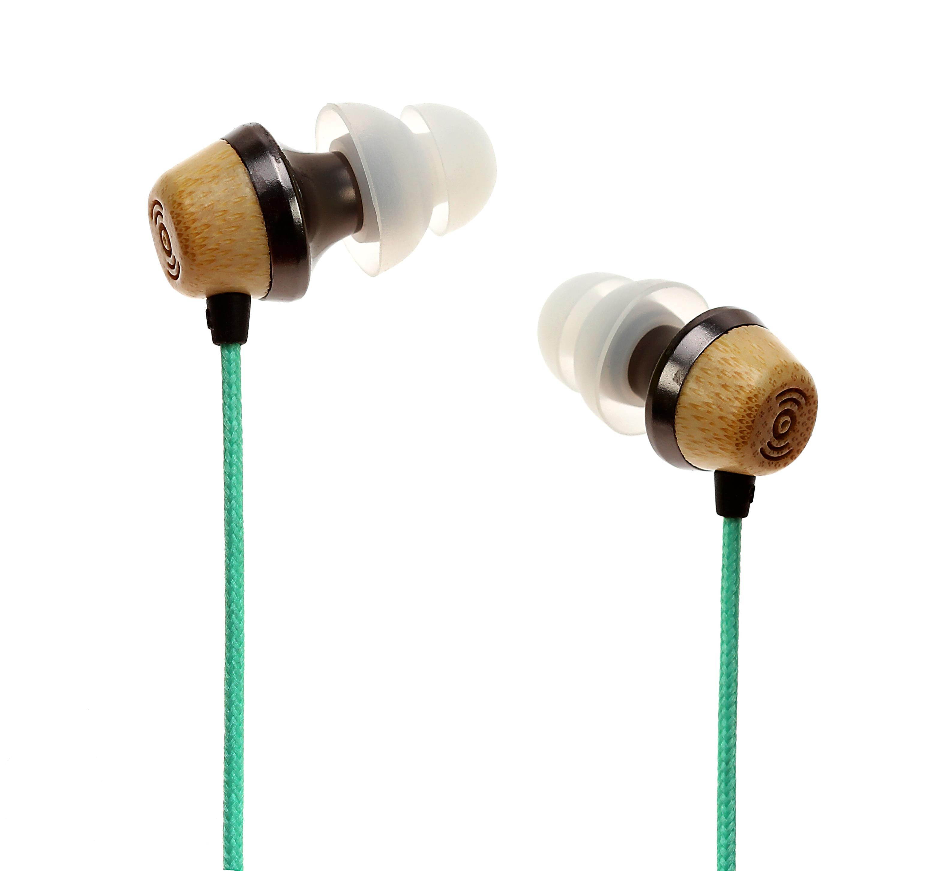 Symphonized ALN Premium Genuine Wood In-ear Noise-isolating Headphones|Earbuds|Earphones with Mic (Turquoise)