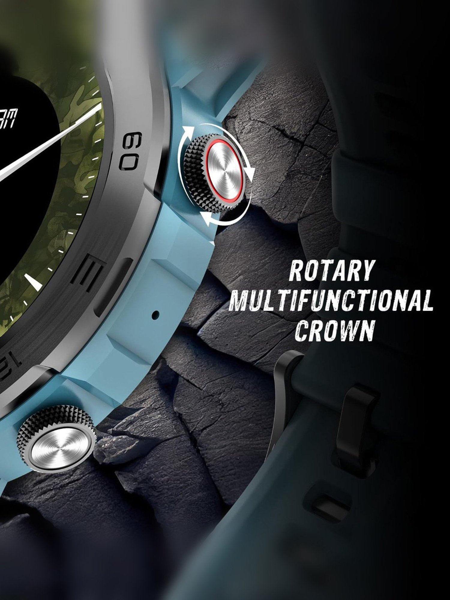 beatXP Duke Rugged BT Calling Smartwatch with 1.43 inch Round Super AMOLED Display (Blue)