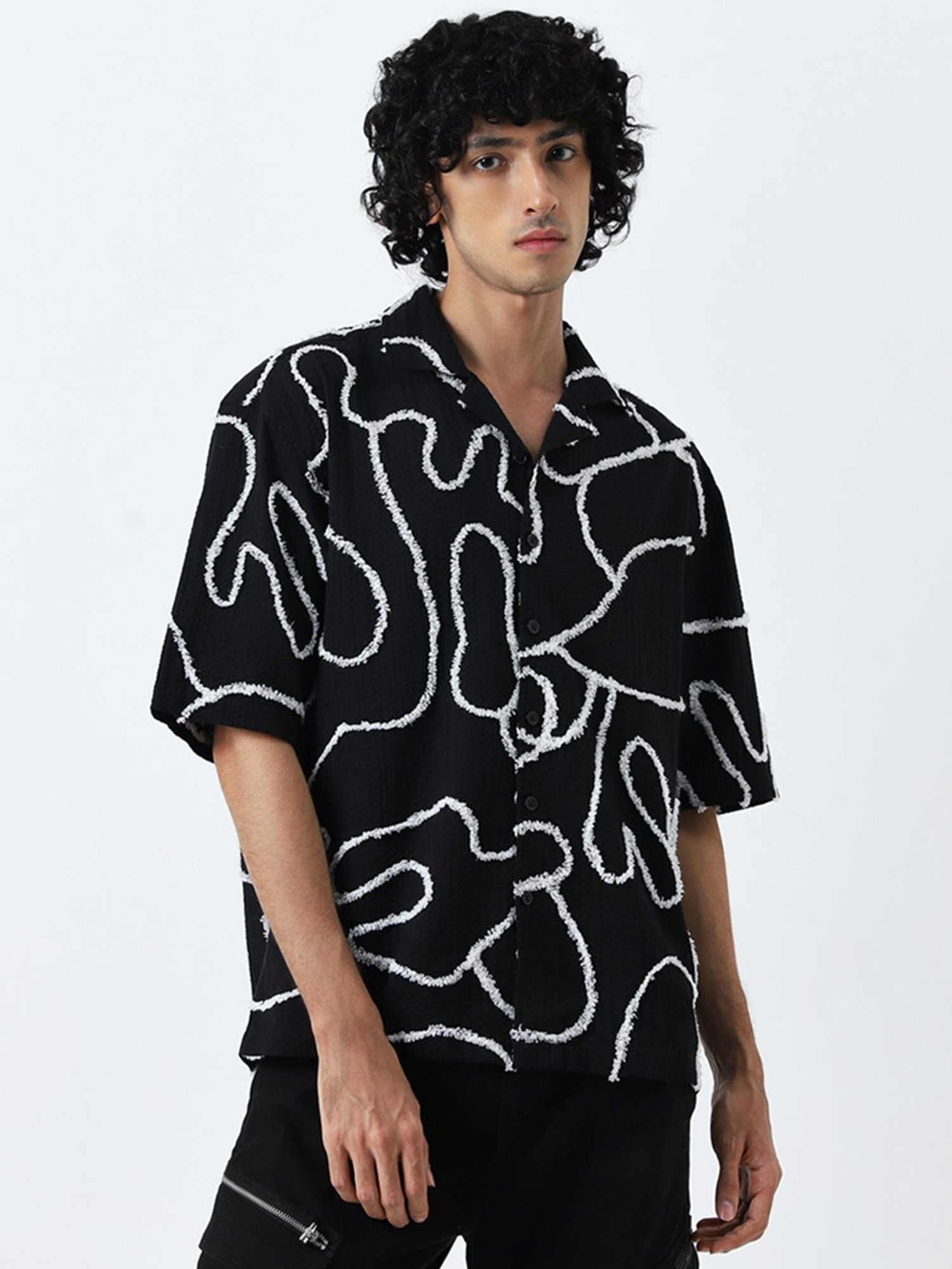 Kuons Avenue Cobalt Blue Slim Fit Denim Shirt