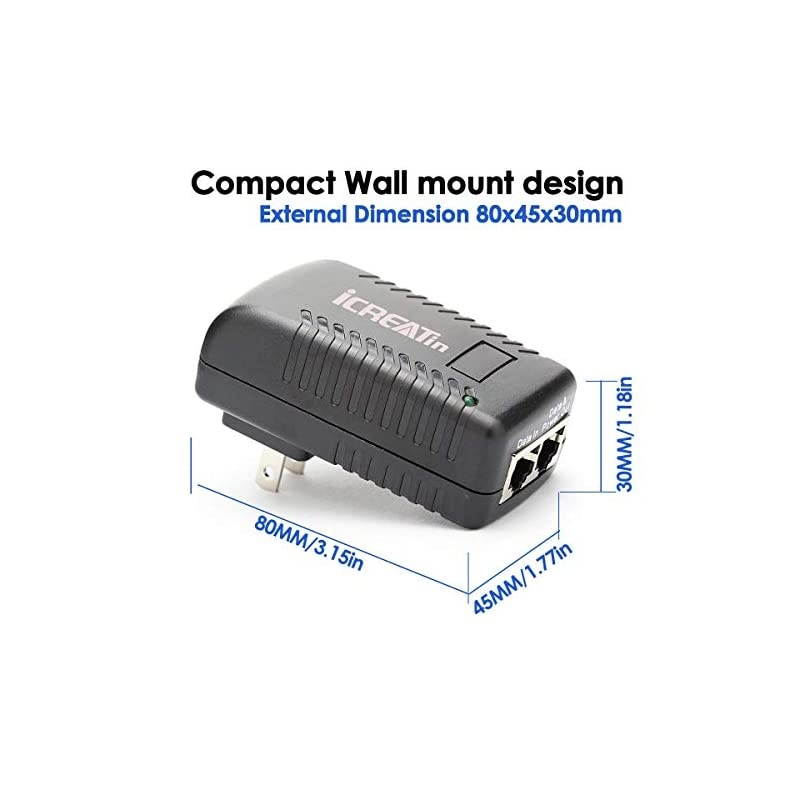 Wall Plug POE Injector with 48v Power Supply 8023af for Most CiscoPolycomAastra Phones and More