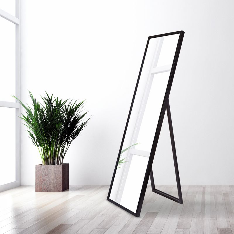 17"x59" Black Free Standing with Adjustable Easel Floor Mirror Black - Patton Wall Decor