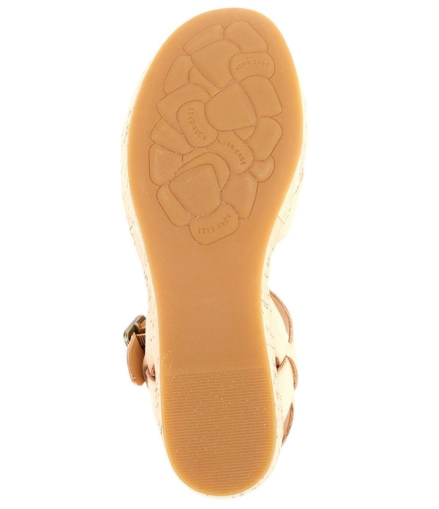 Kork-Ease Myrna Ankle Strap Banded Leather & Cork Wedge Sandals
