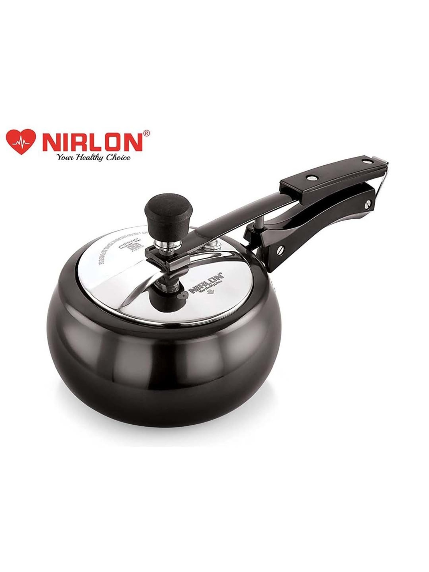 Nirlon Black Hard Anodised Induction Inner Lid Pressure Cooker (2 L)