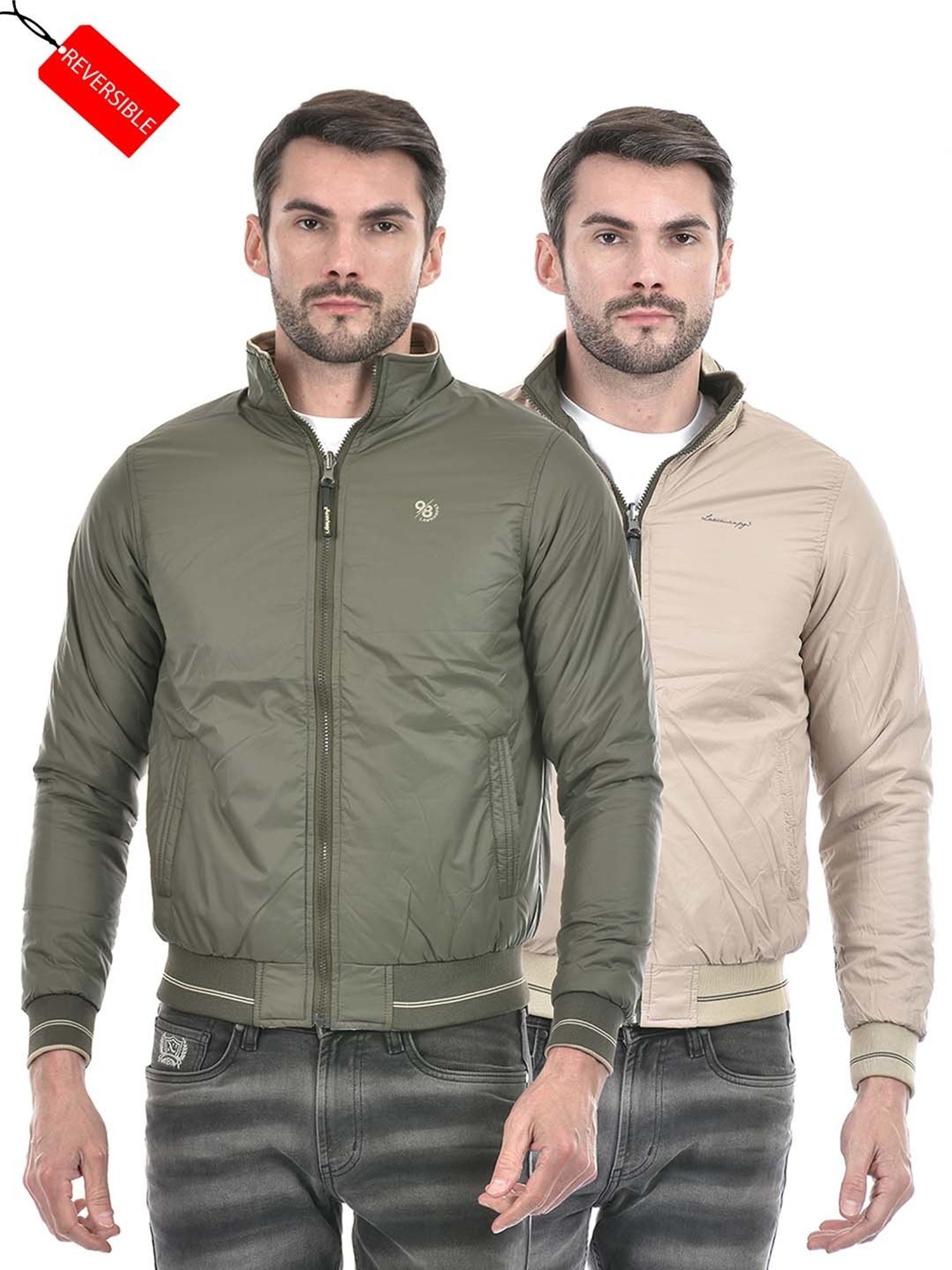 Lawman Pg3 Olive & Beige Regular Fit Reversible Jacket