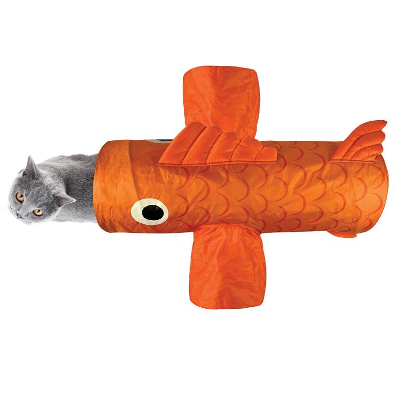 Quirky Kitty Goldfish Tunnel Cat Toy - Orange - 24"