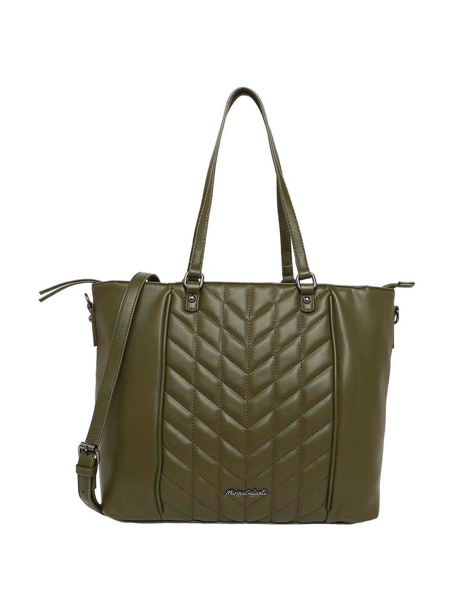 Marina Galanti Olive Quilted Medium Tote Handbag