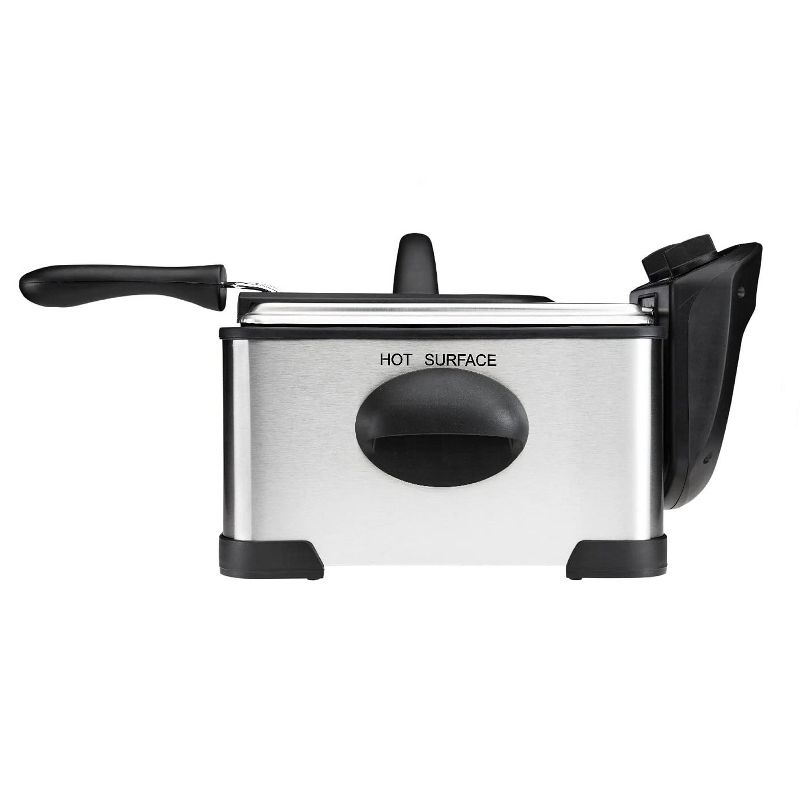 Chefman RJ07-45-SS Jumbo Size 4 Liter 1700 Watt Oil Deep Fryer with Removable Basket and Adjustable Temperature and Timer, Stainless Steel