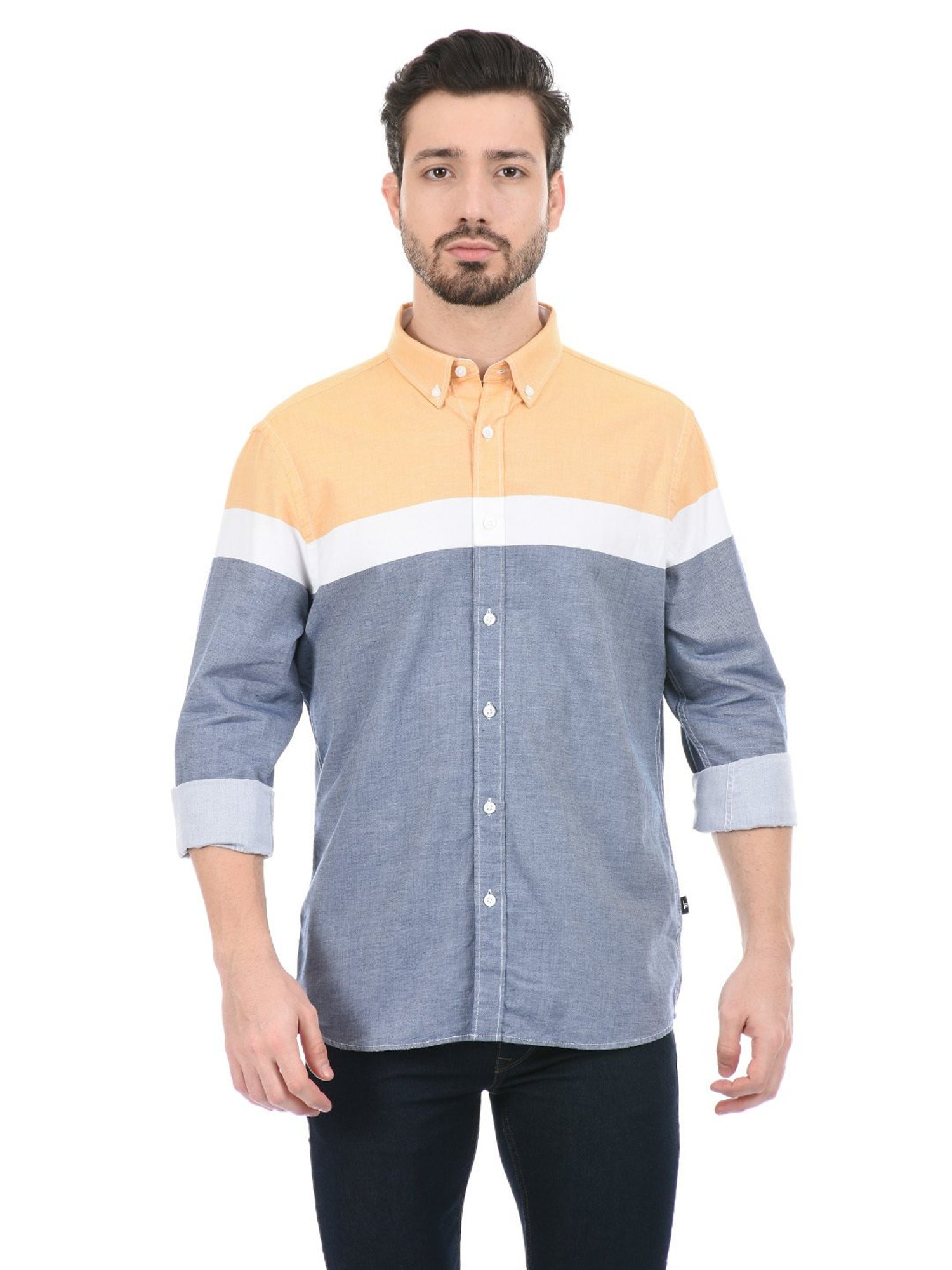 London Fog Blue Regular Fit Cotton Shirt