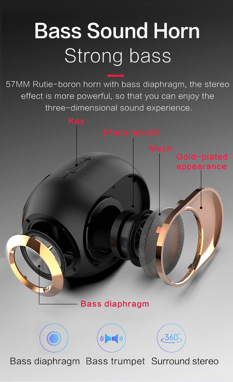 Portable Wireless Speaker Bluetooth Speaker TWS Stereo Speaker 3D Bass Speaker with Hands Free Call for for IOS Android