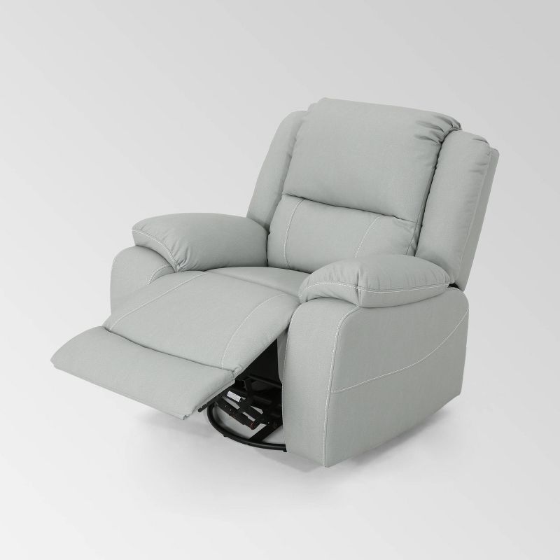 Malic Classic Leather Swivel Recliner Light Gray - Christopher Knight Home