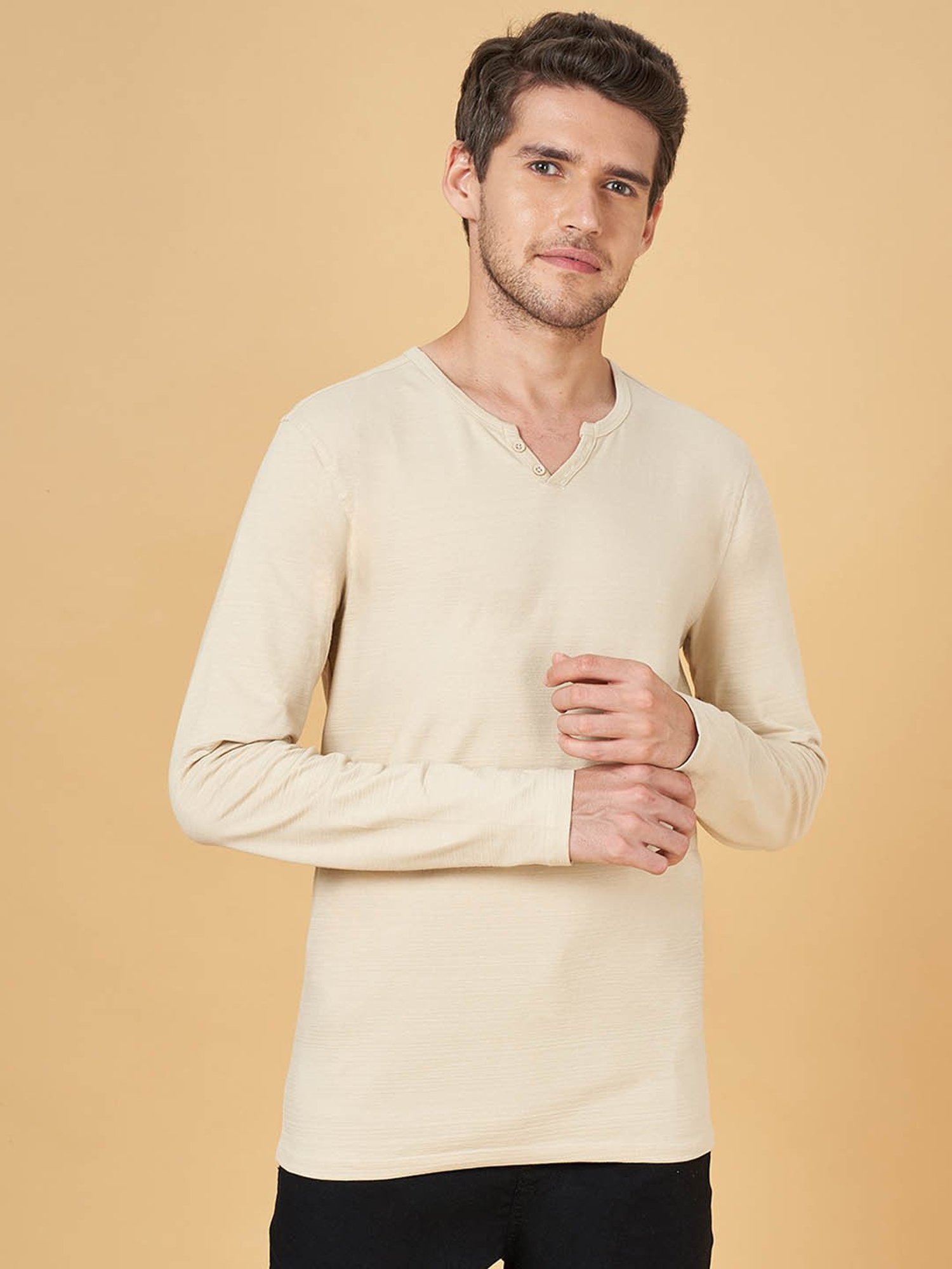 Urban Ranger by Pantaloons Beige Slim Fit T-Shirt